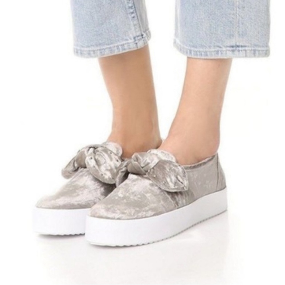 Rebecca Minkoff Silver Velvet Bow Sneakers
